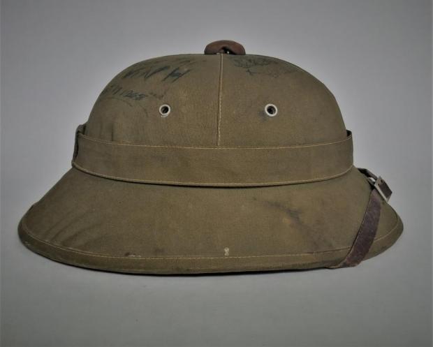 Battle Damaged NVA Pith Helmet with Graffiti: Interesting Story! - NVA ...