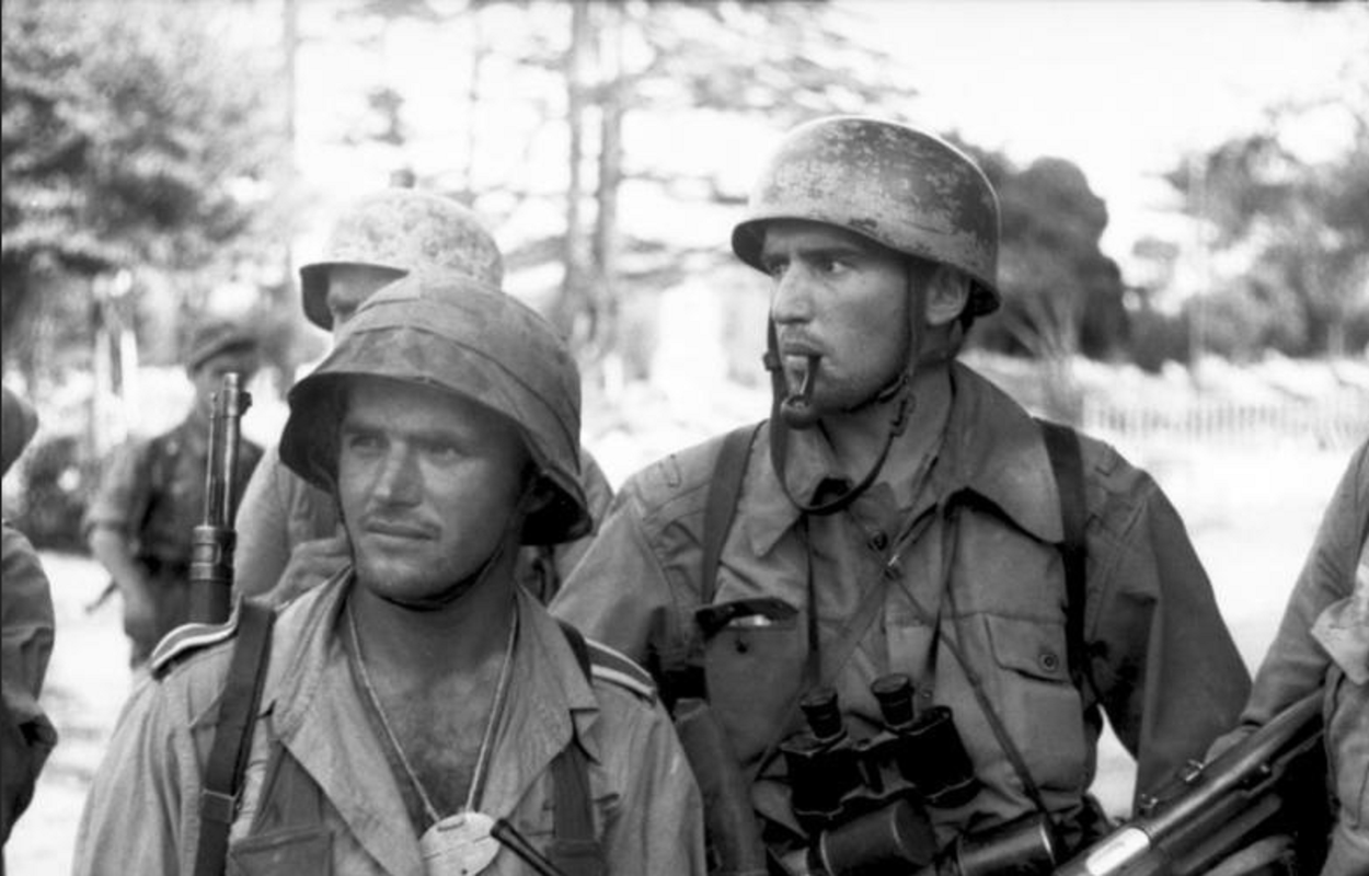 Fallschirmjäger Helmet Cover Shoved On To A Standard Helmet Italy 1943 ...